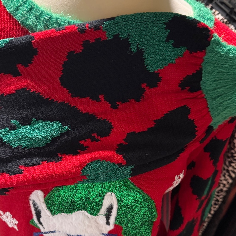32 Degrees UGLY Red and Green Llama Sweater - Picture 6 of 12
